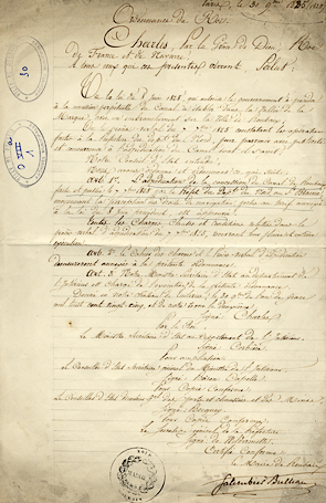 <b><i>Ordonnance du roi Charles X du 30 novembre 1825. </b></i><br/>Document manuscrit (Archives municipales de Roubaix)