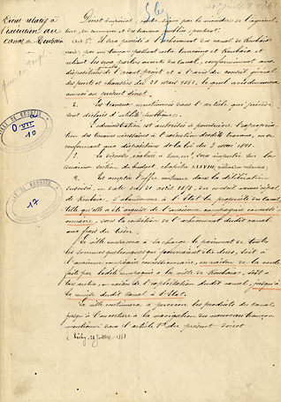 <b><i>Décret impérial du 21 juillet 1861. </b></i><br/>Document manuscrit (Archives municipales de Roubaix)